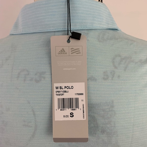 Adidas Golf Tonal Stripe Cap Sleeve Polo Women's Small - NWT - Picture 5 of 5